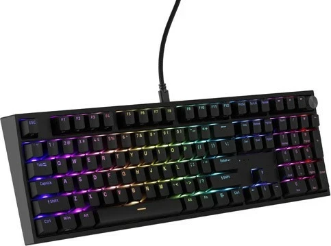 Mehanska tipkovnica Gateron Yellow Pro Genesis Thor 404, RGB, polna velikost, črna