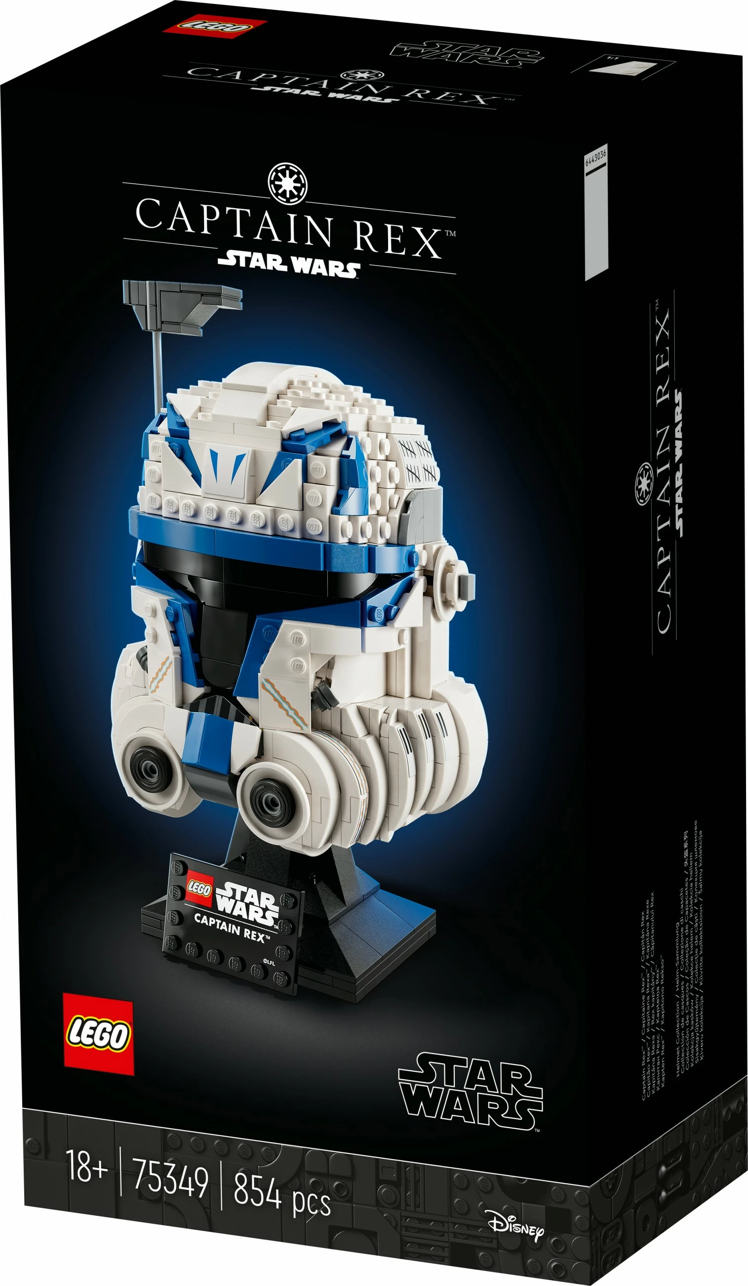 Detajiran model čelade Captain Rex, LEGO Star Wars, 854 kosi, večbarven