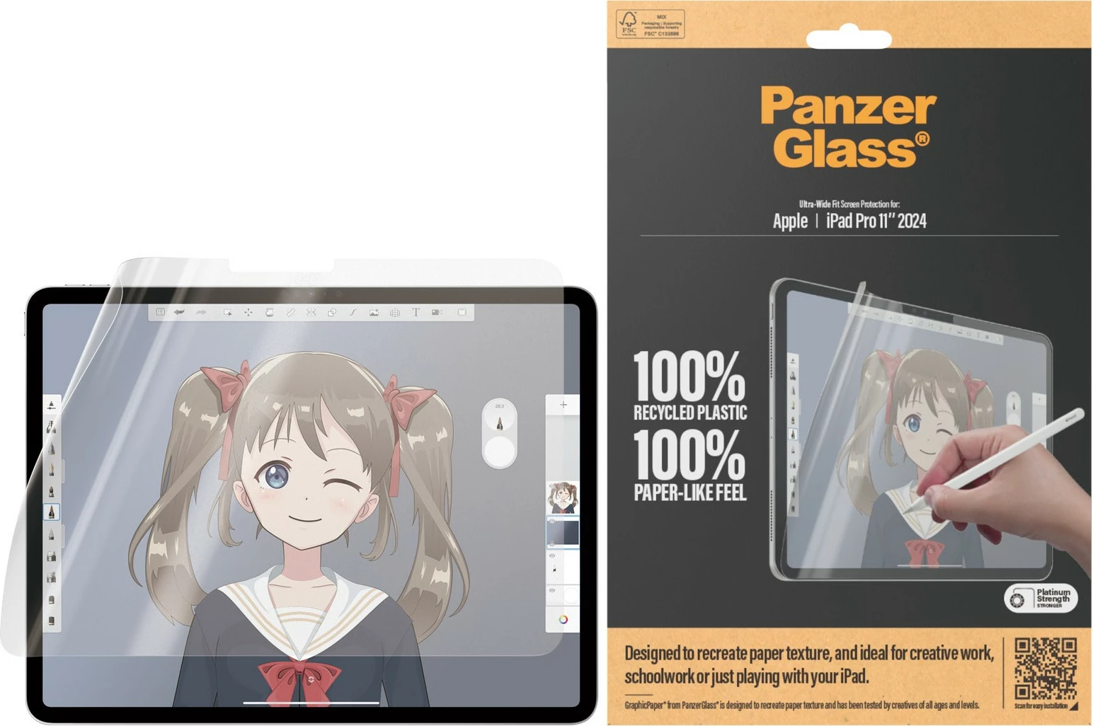 Zaščitnik zaslona PanzerGlass GraphicPaper za iPad Pro 11" 2024, prozoren