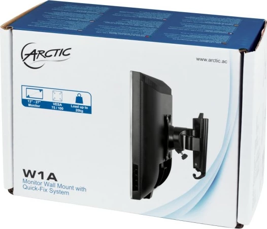 Stenski nosilec za monitor ARCTIC W1A, 20 kg, 33 cm (13"), 109,2 cm (43"), 75 x 75 mm, 100 x 100 mm, črn