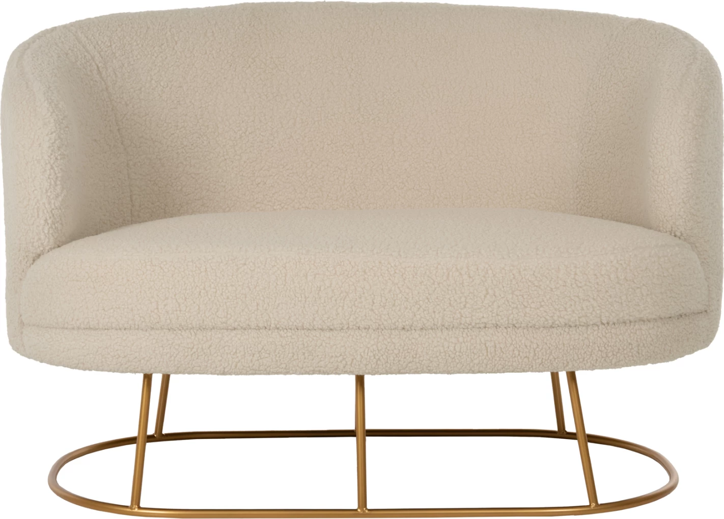 Dvosedna sedežna garnitura ARIEN FH8492.20 iz ecru boucle tkanine in z zlato kovinsko osnovo 130x75x85H cm