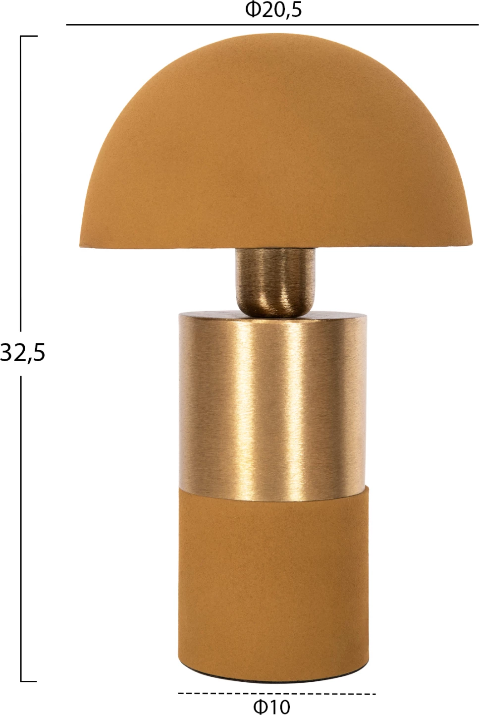 Namizna svetilka PUNE FH4254.10 kovinska v gorčično-zlati barvi Φ20,5x32,5Hcm