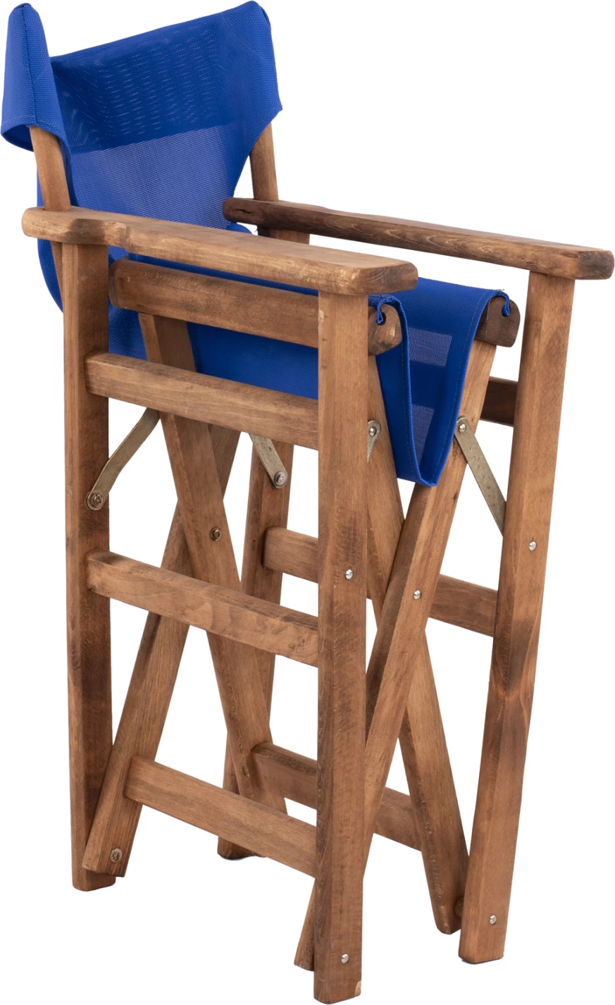 Režiserski stol Limnos oreh z modrim tekstilom FH10368.01