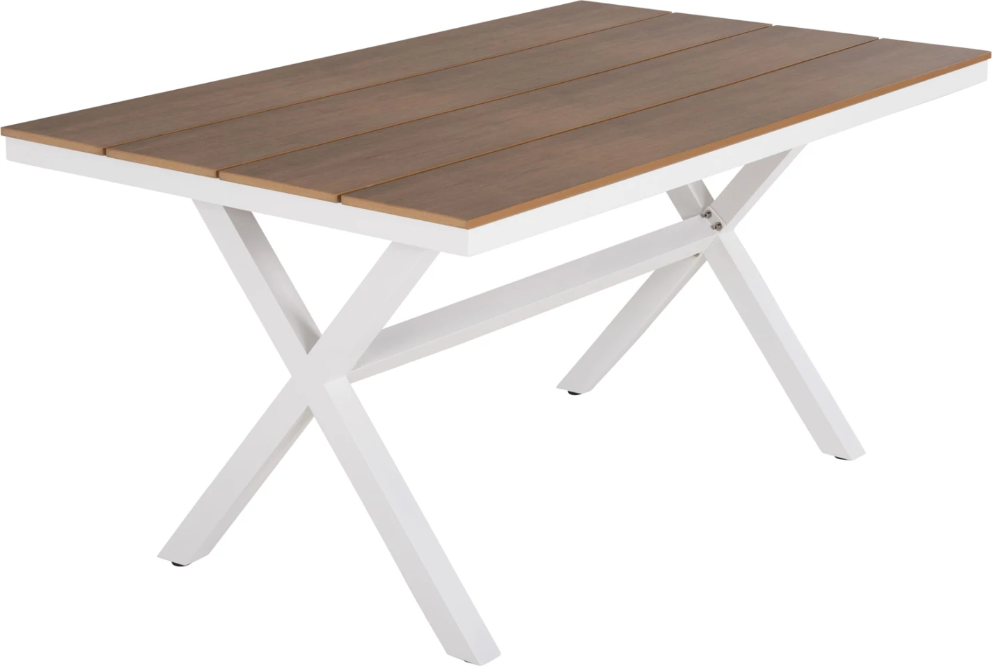 Aluminijasta pravokotna miza TAWNEE FH6037.02 bele barve-poliles v naravni les 150x89,5x73Hcm