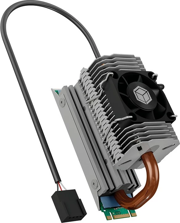 Radiator za SSD ICY BOX IB-M2HSF-705, ventilator 30 mm, 8500 RPM, srebrn