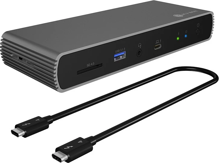 Dokirna postaja Thunderbolt 4, 96W, 2x zaslon, SD, Ethernet, ICY BOX IB-DK8801-TB4, antracitno črna