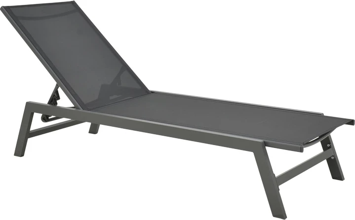 Ležalnik Boka, aluminij črn, tekstilen, 60x192x31 cm