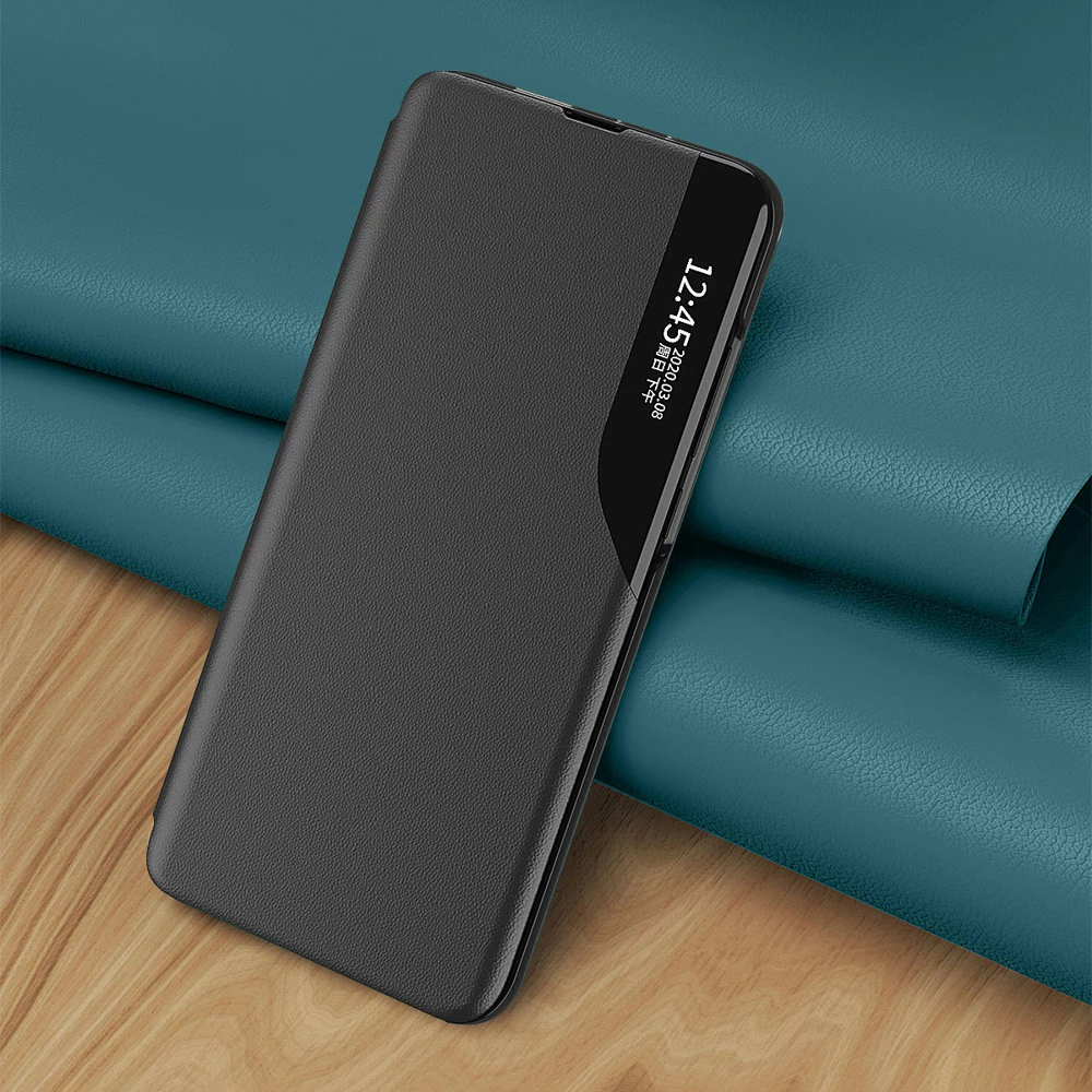 Ovitek Eco Leather View Hurtel za Xiaomi Redmi Note 11 Pro+ 5G / 11 Pro 5G / Mi 11i HyperCharge / Poco X4 NFC 5G, črn