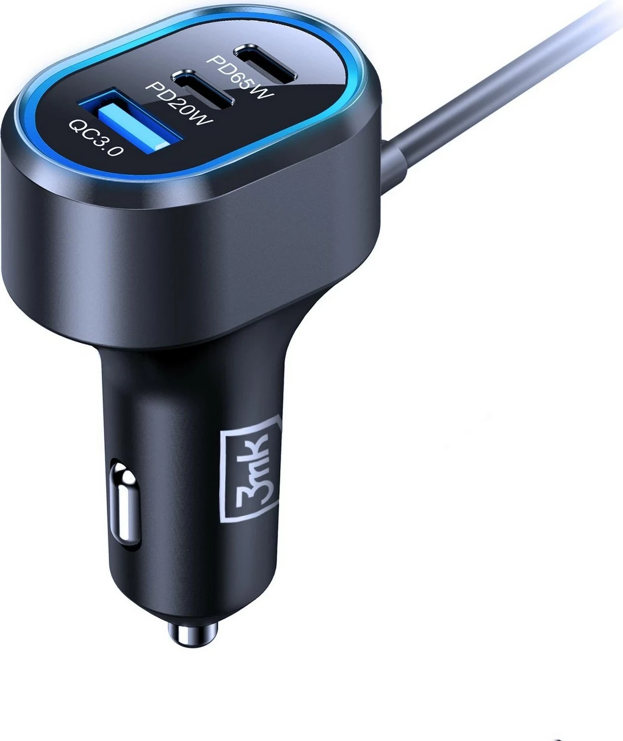 V avtu napajalnik 3MK Double Car Charger 135W, 4x USB-C, 2x USB-A, črn