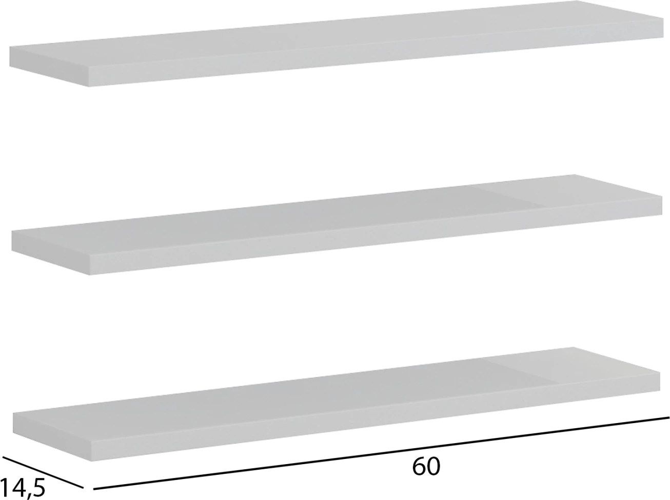 Stenske police CASSIUS FH8966.11 melamin v beli barvi 60x14,5 cm