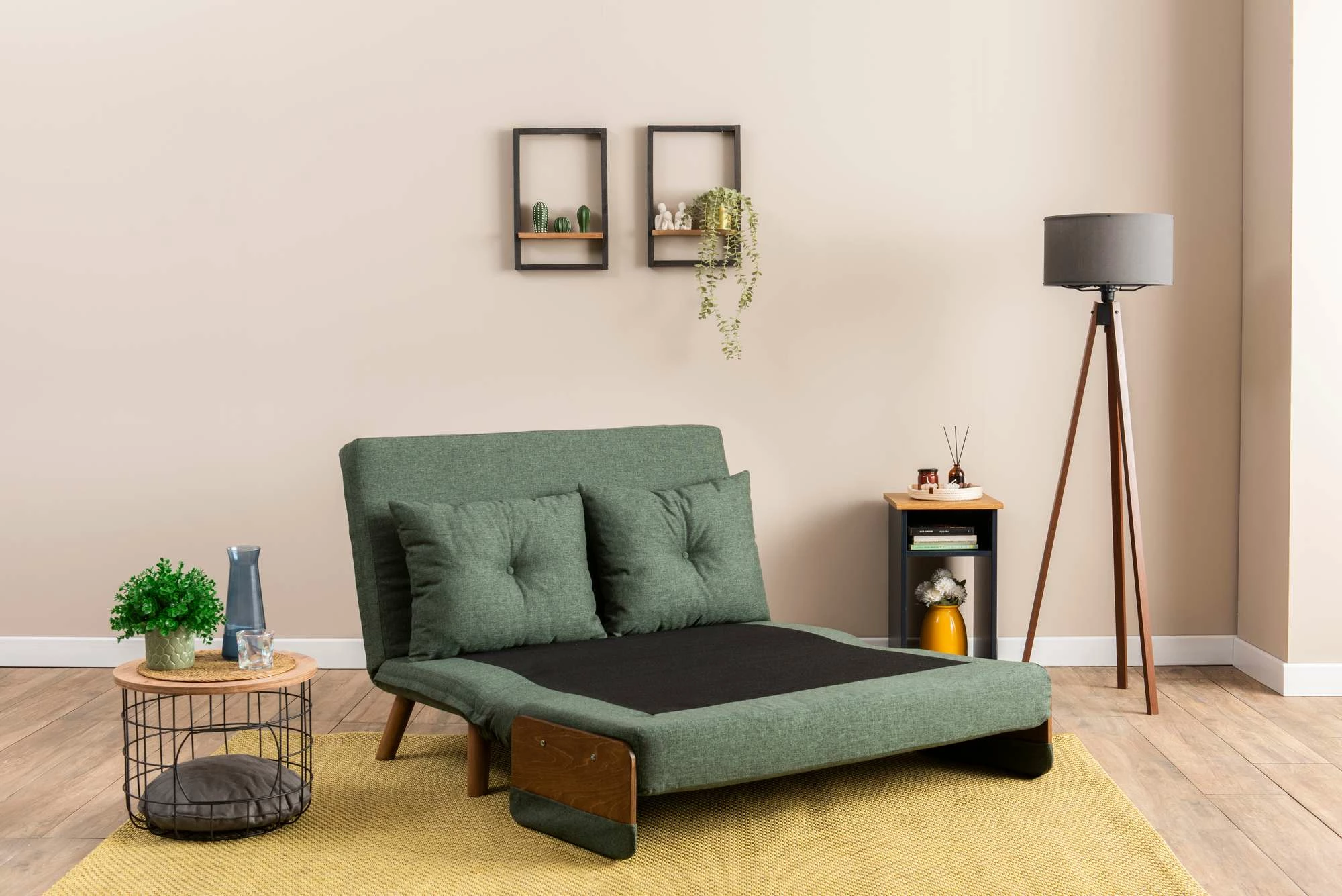 Raztegljiv dvosedežni kavč Cosmo, zelene barve