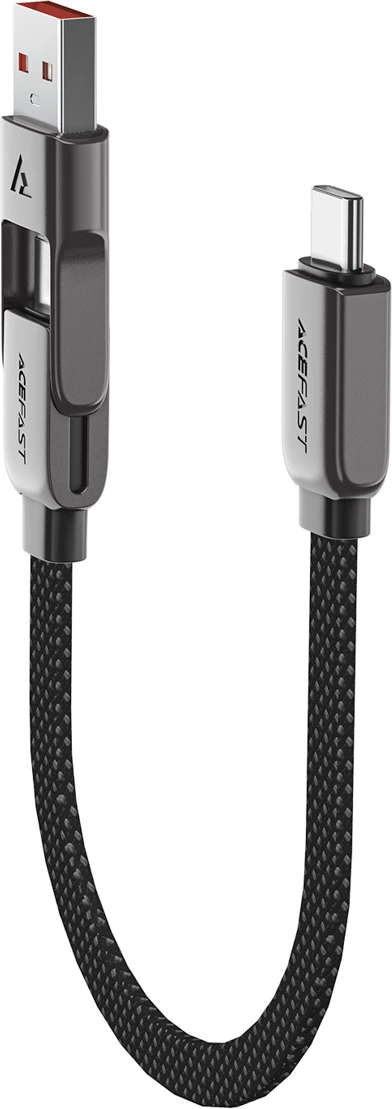 Kabel za hitro polnjenje in prenos podatkov Acefast C13-05, USB-C na USB-A/USB-C, 0,2 m, 480 Mb/s, 3A, črn