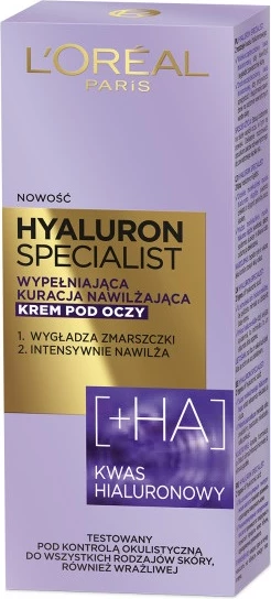 Krema za oči Hyaluron Specialist L'Oreal Paris, za ženske, 15 ml
