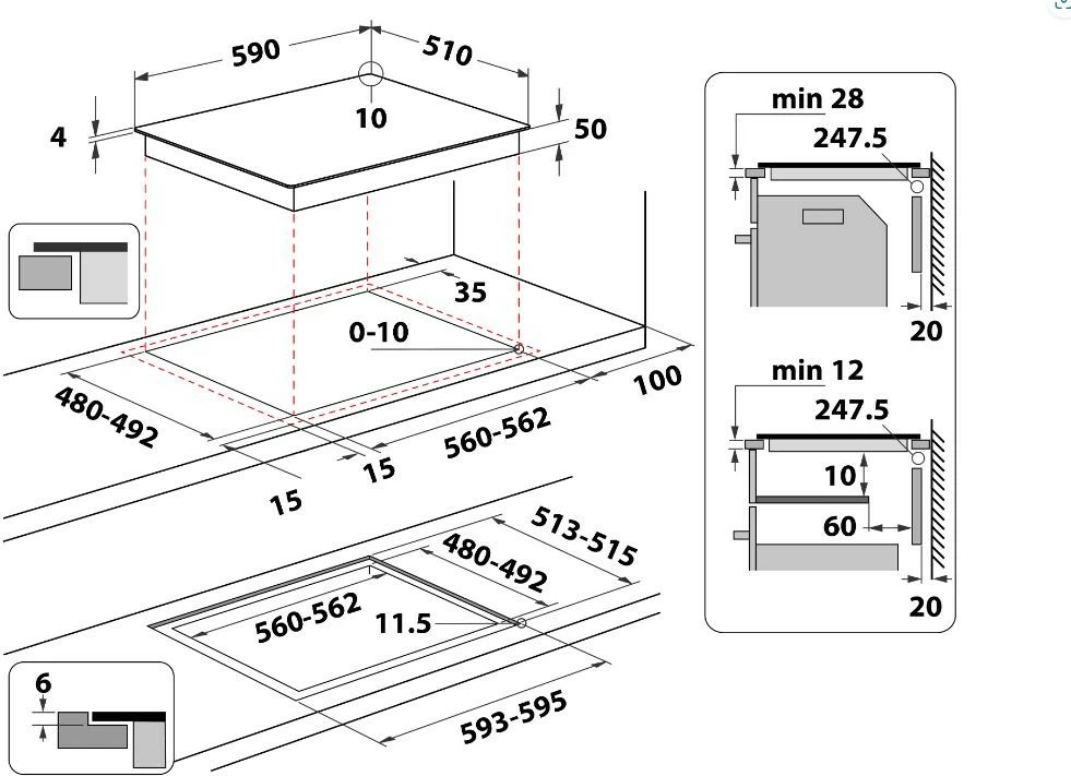 Indukcijska kuhalna plošča Whirlpool WLB3360NE, 4 zone, črna