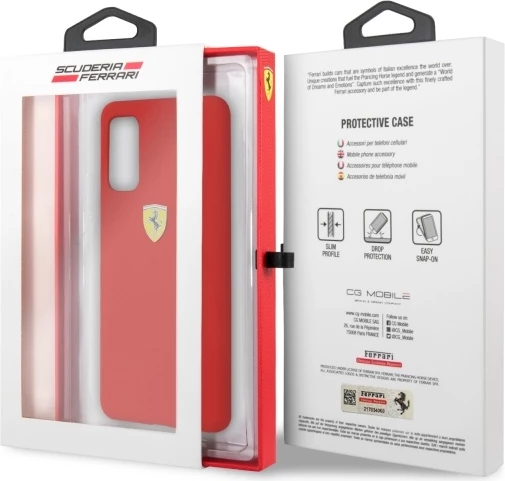 Silikonska zaščitna prevleka Ferrari za Samsung Galaxy S20, rdeča