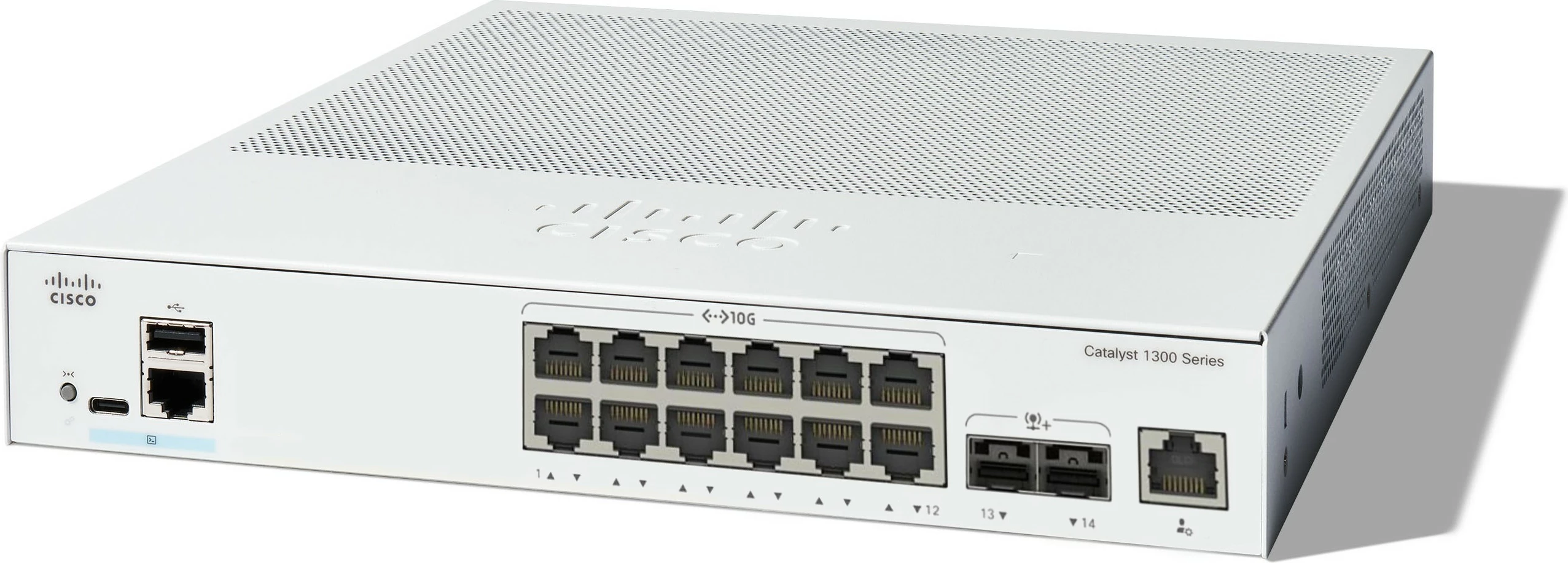 Menajni stikalo z 12x 10G, Cisco Catalyst C1300-12XT-2X, belo