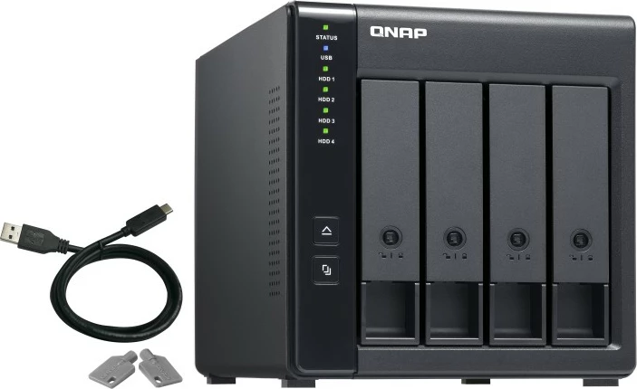 Zunanja enota za diske QNAP TR-004, HDD/SSD, 2,5/3,5", Serial ATA II, 3 Gbit/s, hot-swap, črna