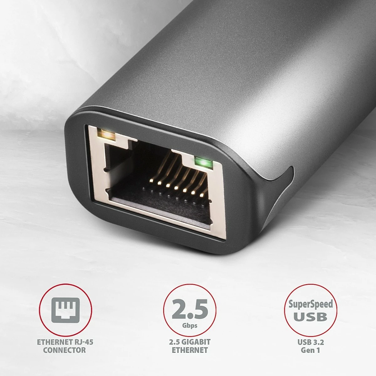 Omrežna kartica AXAGON ADE-25RC, 2,5 Gigabit Ethernet, USB-C 3.2 Gen 1, siva