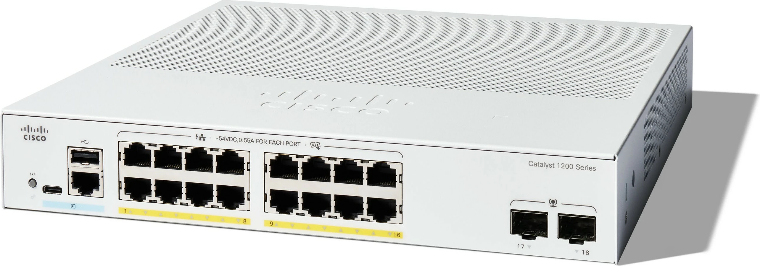Preklopnik Cisco Catalyst C1200-16P-2G, 16 x GE, PoE, 2 x 1GE SFP, upravljan, za rack