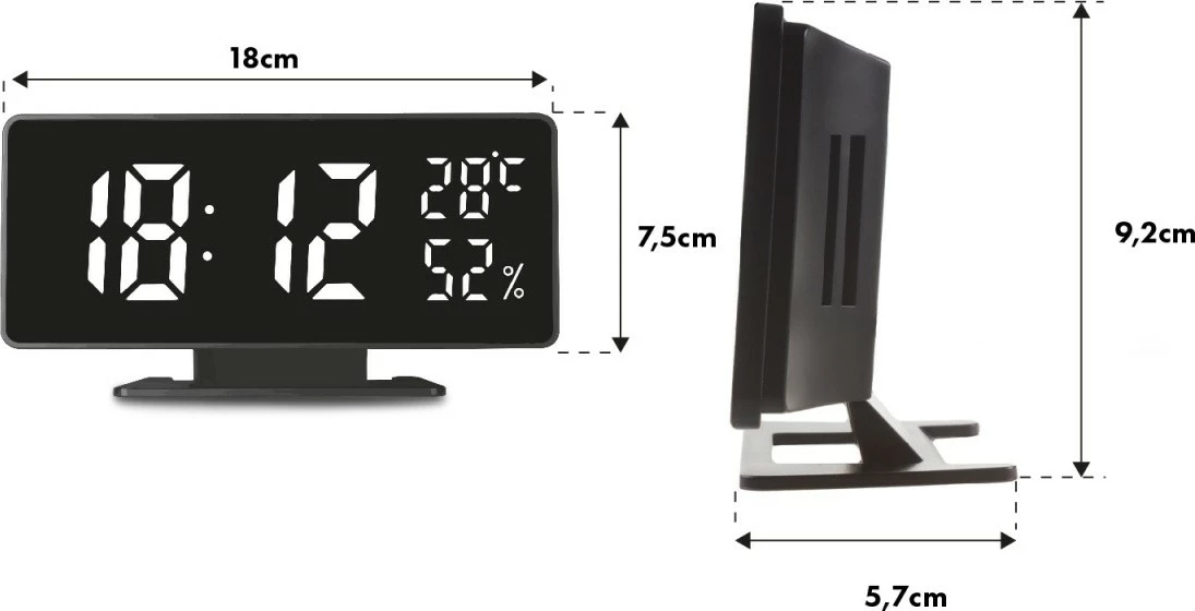 Alarmna ura z merilcem temperature in vlažnosti GreenBlue GB395, črna
