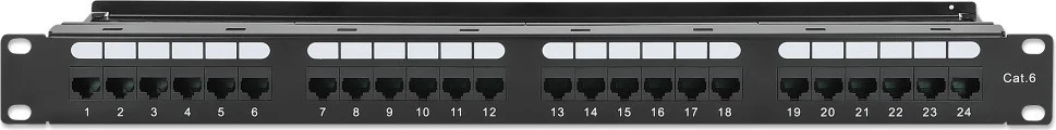 Patch panel, Intellinet 721035, 19" 1U, 24 porti RJ45 Cat6 UTP, črn