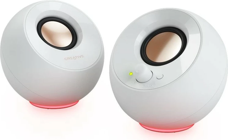 Stereo altoparlant z RGB osvetlitvijo Creative Pebble SE, 2.0, USB, bel
