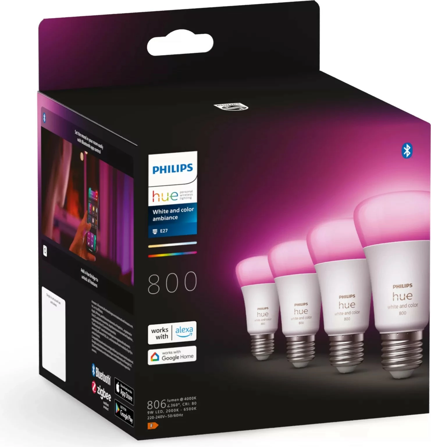 Pamje e zgjeruar me ngjyra Philips Hue White and colour ambience 8719514328402, Bluetooth/Zigbee, LED, E27, bela