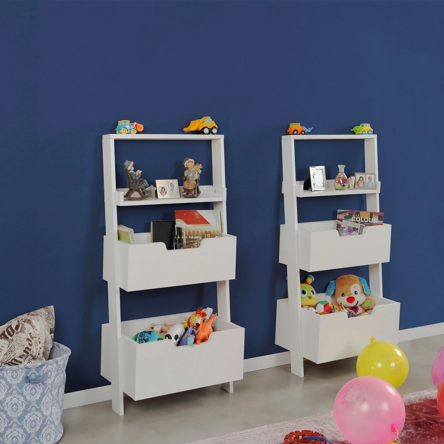 Polica za knjige, 2 kosa, bela - Hanah Home