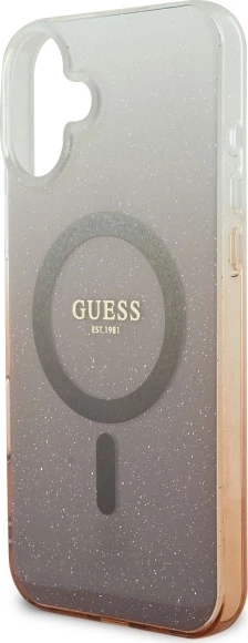 Ovitek za telefon IML Glitter Gradient MagSafe za iPhone 16, Guess, rjav