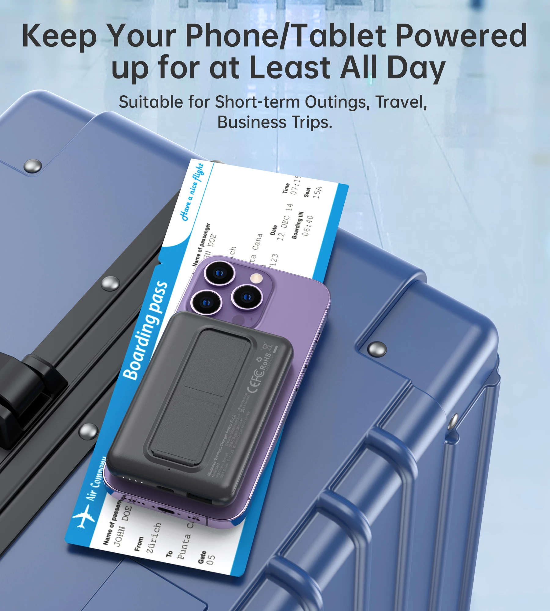 Powerbank 5000mAh MagSafe Choetech B662, USB-C/USB-A, črn