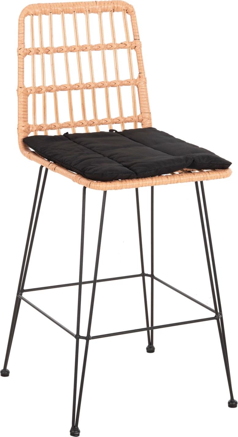 Barski stol srednje višine ALLEGRA FH5643.11 kovina in blazina črna-pletena bež 50x55x103H cm