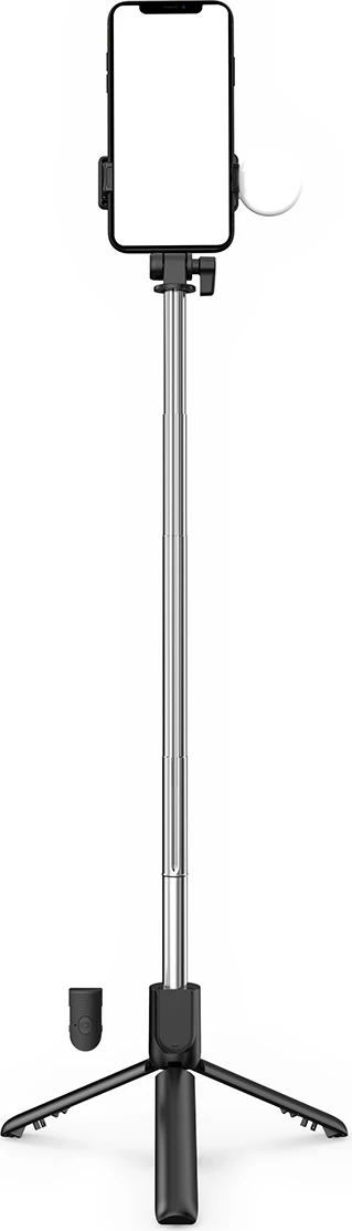 Selfie palica s teleskopskim stojalom, LED luč, Bluetooth, 71 cm, črna Hurtel WR1YXS