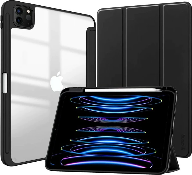 Ovitek za iPad Air 11 M3/M2, iPad Air 10,9 (5. in 4. gen), iPad Pro 11 (2022–2021), črn/prosojen - CRONG PrimeFolio