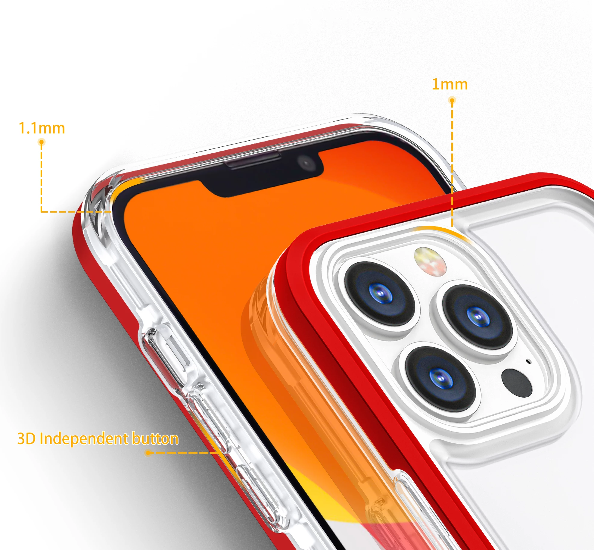 Hibridni prozoren 3v1 ovitek z rdečim okvirjem Hurtel Hybrid Armor Clear za iPhone 13 Pro