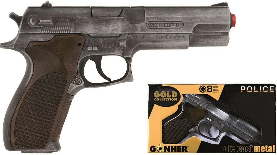 Kovinska igrača pištola Pulio GONHER 45/1, 19,5x12,5 cm, rjava/kovinska