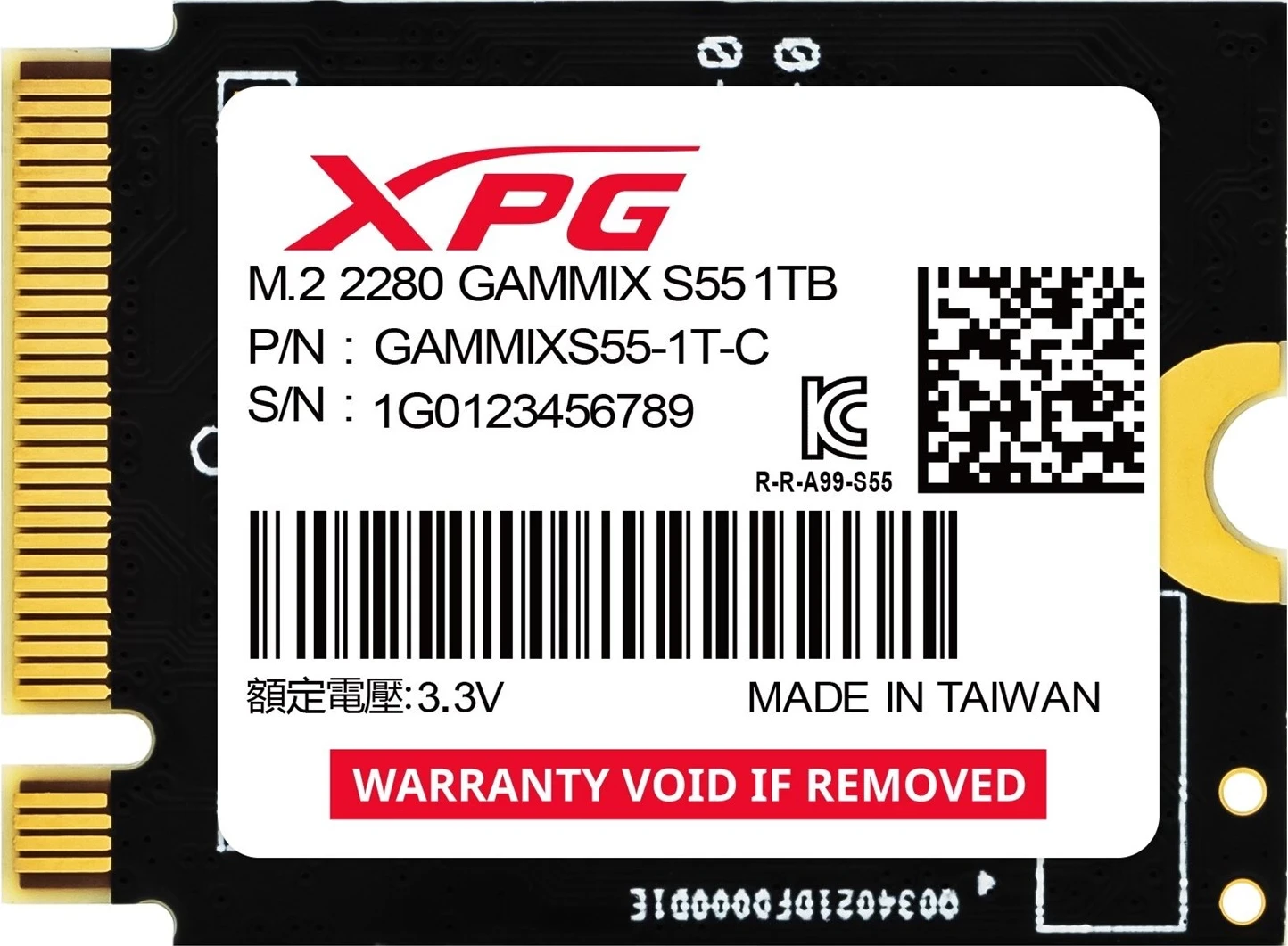Visokozmogljiv SSD GAMMIX S55 1TB, PCIe Gen4x4, črn