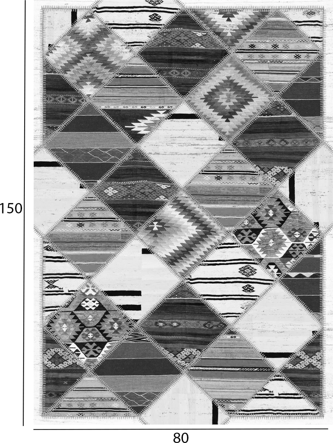 Vintage etnična preproga, siva, FH7676.21 80x150cm