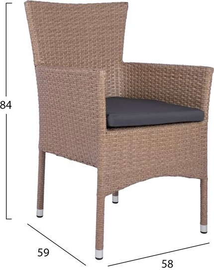 Set 7 kosov Miza kovinska rjava 160x90 s 6 naslanjači Rjava - Mocha pletenina FH10587.02