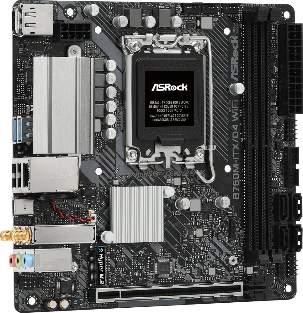 Matična plošča ASRock B760M-ITX/D4 WIFI, mini ITX, LGA1700, DDR4, WiFi 6E, črna