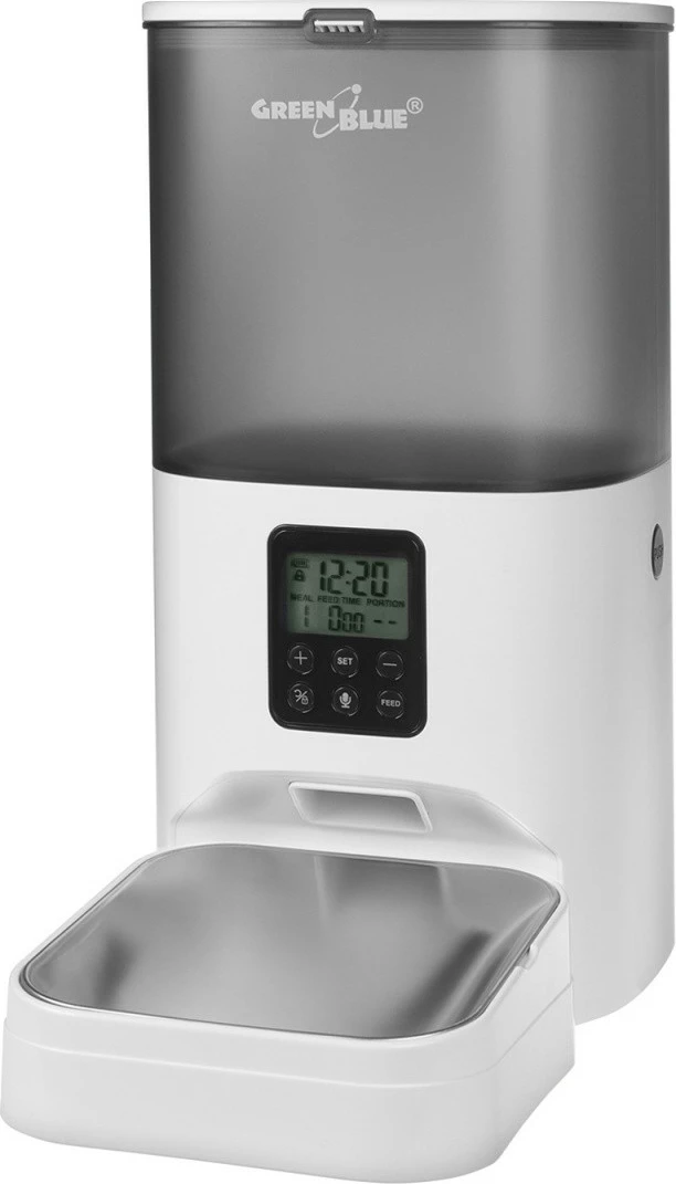 Avtomatski dozirnik hrane za živali, GreenBlue GB393, 6 L, bel