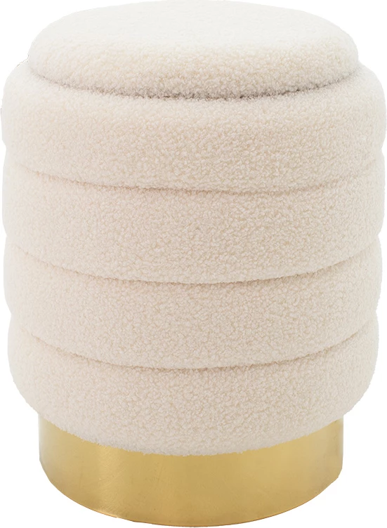 Stol-skrinja Dazzle, boucle, kremno-zlata Ø36×44 cm