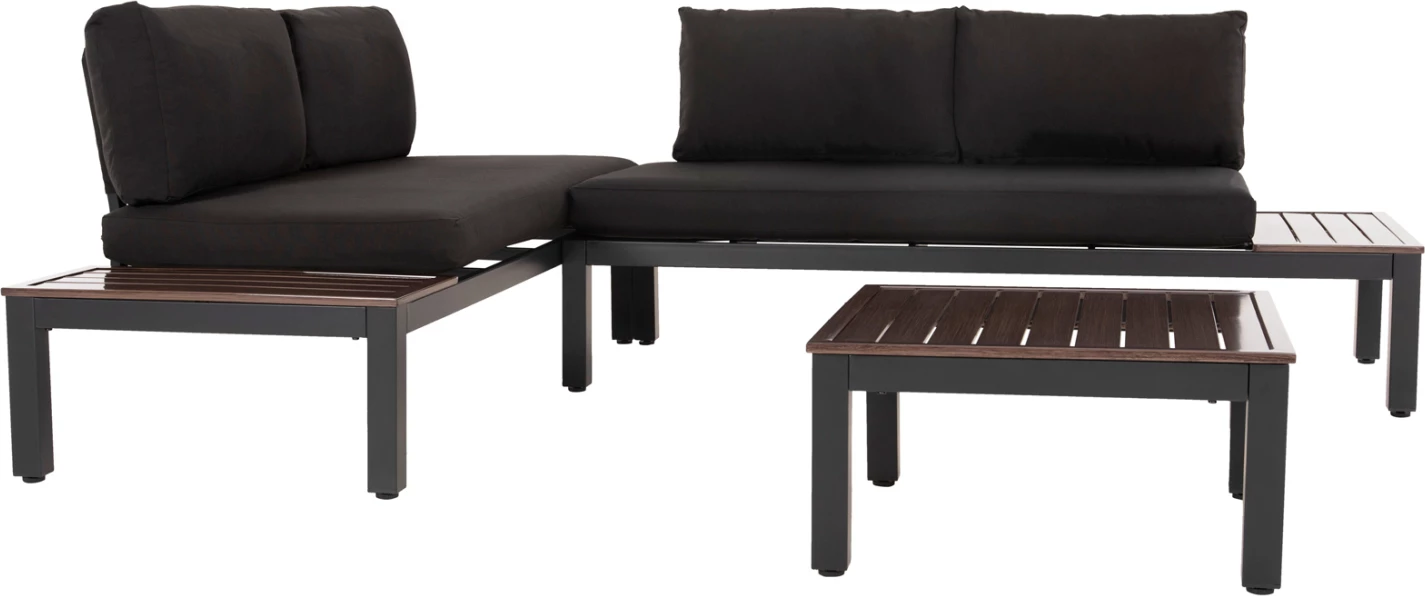 Zunanji lounge set DEX 3 kosi polimorfni FH6090 aluminij v antracitni barvi in rjavo-črnih blazinah