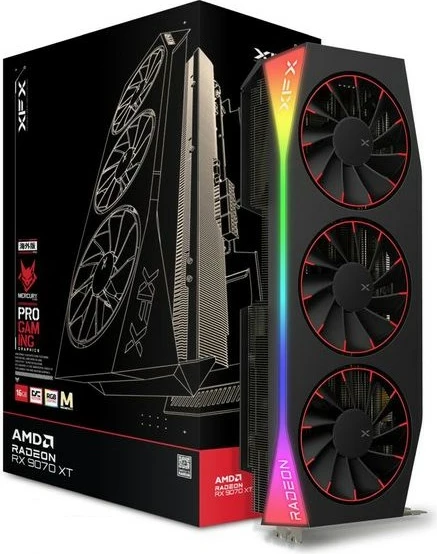 Grafična kartica XFX Mercury Radeon RX 9070 XT OC Magnetic Air Edition RGB, 16 GB GDDR6, črna