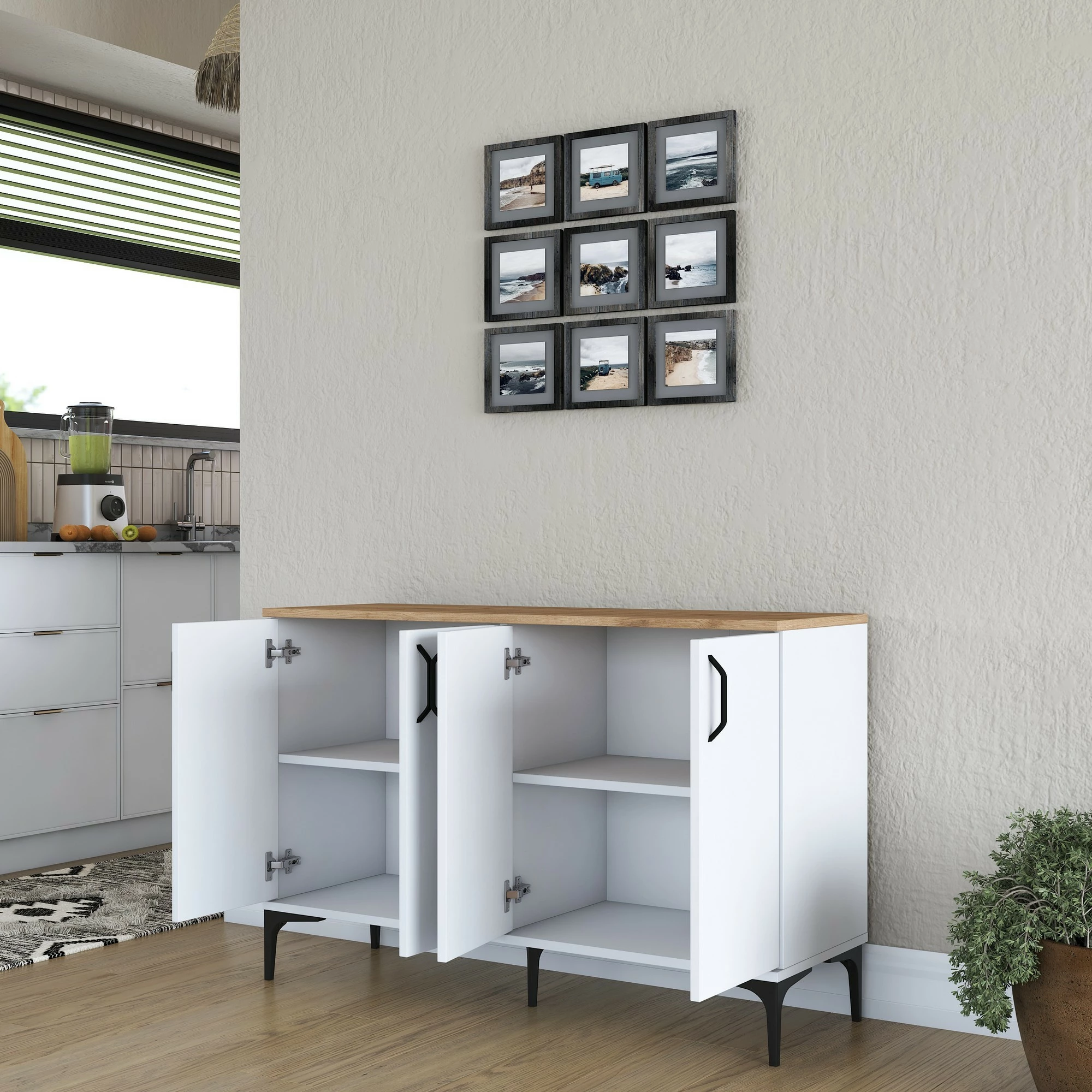 Večnamenska omara, bela in orehova, Hanah Home JE162 - 3268