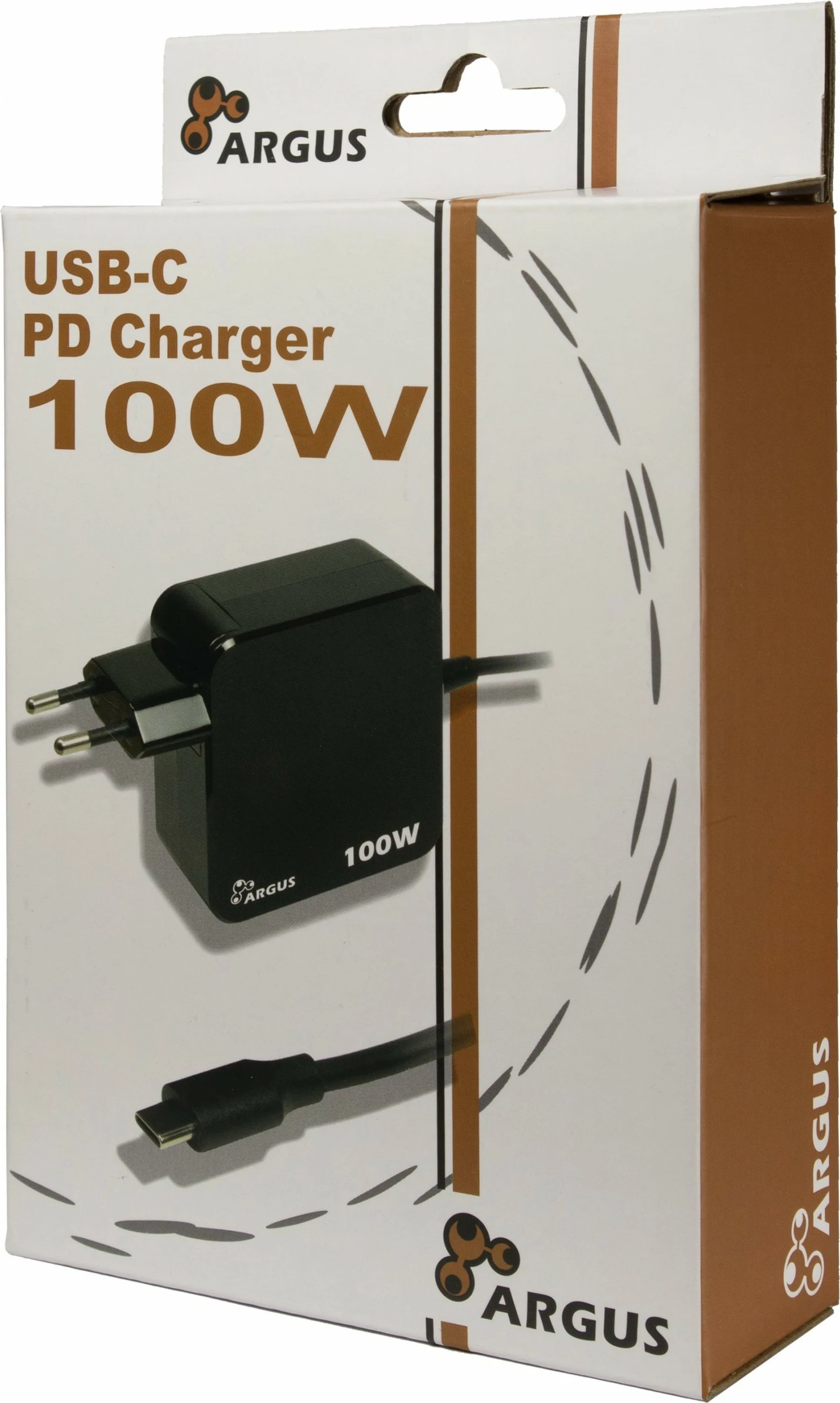 Hitri USB-C polnilec Inter-Tech PD-2100, 100 W, črn