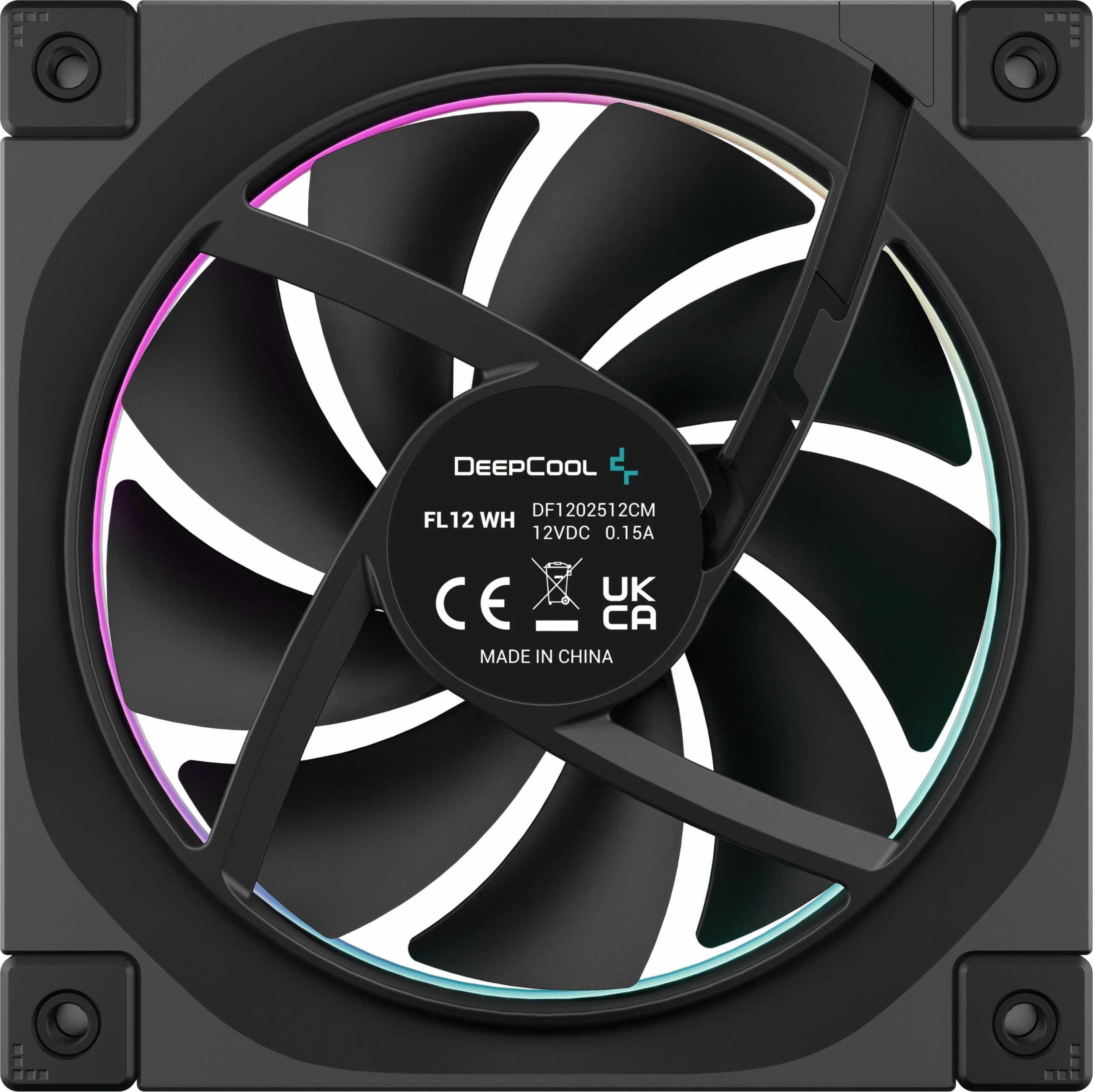 Ventilator za ohišje DeepCool FL12, 12 cm, LED RGB, črn