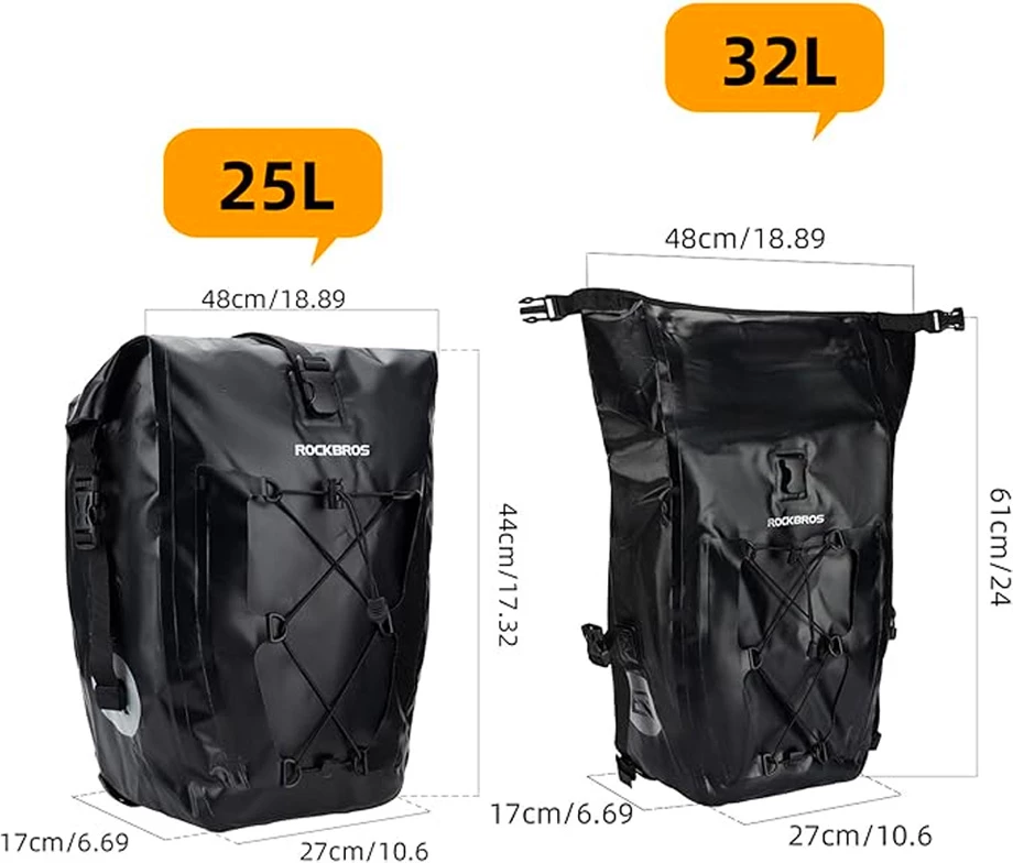 Torba za prtljažnik za kolo Rockbros 30140022001, 25–32 L, črna