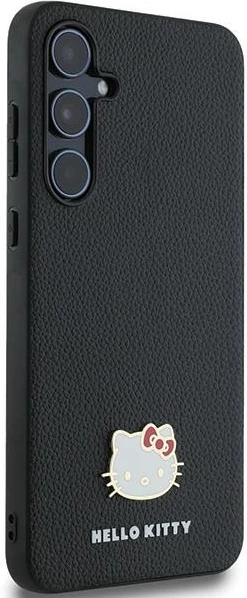 Ovitek z metalnim logotipom Hello Kitty Kitty Head za Samsung Galaxy A55, črn