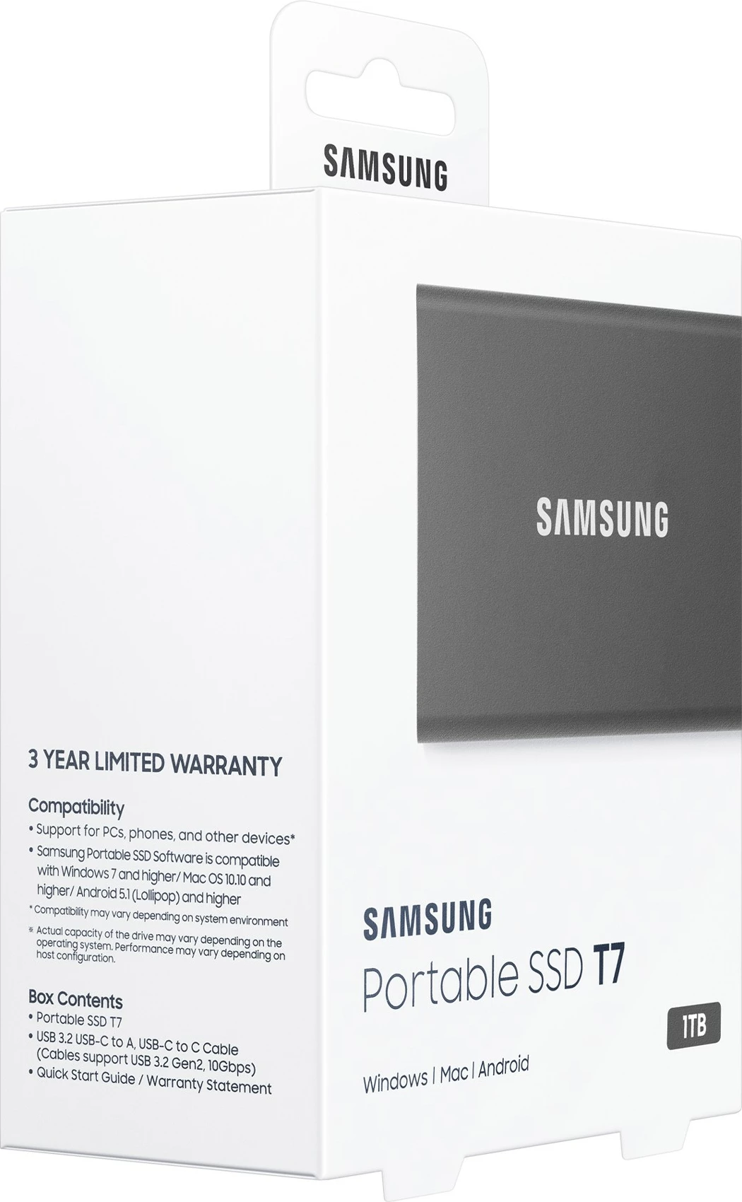 Prenosni SSD 1 TB, USB Type-C, USB 3.2 Gen 2, siv Samsung T7