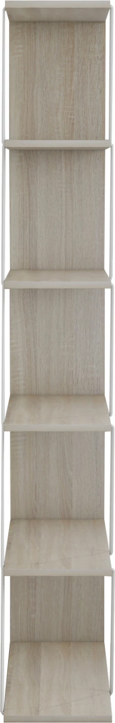 Mini knjižna omara TARS FH2241.11 sonoma melamin-bela kovinske palice 65x22-24x146Hcm